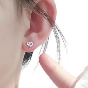 Silver Twisted Heart Stud Earrings